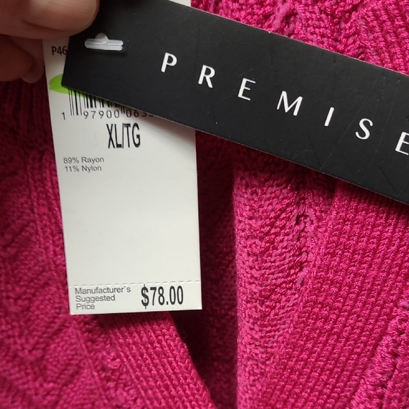 NWT Premise Fuchsia Pink Sleeveless Crochet Sweater & Scallop Bottom Y2K XL - Picture 4 of 9
